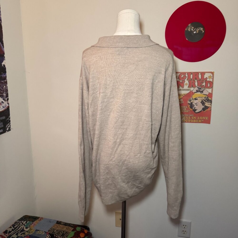 Dockers Knit Cream Long Sleeved Sweater with Striped Details - Picture 3 of 10